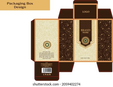 Arabic Packaging Box Design- Color Theme - Gold And Brown - Arabic Style Package Box Design Template