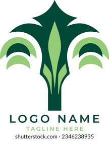 Arabic Palm Tree Abstract Logo Minimal Icon Tropical Vector Illustration