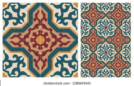 Arabic patter style tiles for wall and floor. Modern decor of the traditional Ceramic decorative tiles.