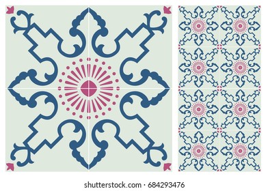 Arabic patter style tiles for wall and floor. Modern decor of the traditional Ceramic decorative tiles.