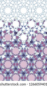 Arabic pattern. Arabesque repeating vector border. Geometric halftone texture with color tile disintegration or breaking