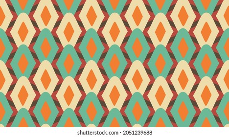 Arabic pattern background.  Classic delicate geometry design.  Color mosaic shapes background.  Seamless vector pattern. 