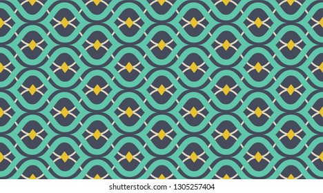 Arabic pattern background.  Geometric fashion fabric print.  Repeating tile interior design background.  Seamless vector pattern. 