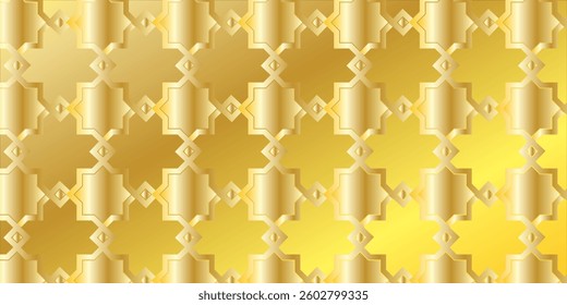 Arabic pattern background. Islamic gold ornament vector. Geometric 3d shape.