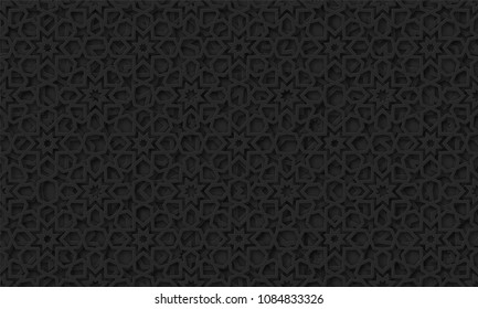 Arabic Pattern Background. Islamic Ornament Vector. Geometric 3d Shape. Texture Arabian Traditional Motif