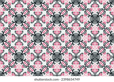 arabic pattern. balack, pink and white background with Arabic ornaments. Patterns, backgrounds and wallpapers for your design. Textile ornament. Vector illustration.