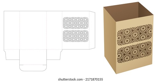 Arabic pattern bowl box die cut template and 3D mockup