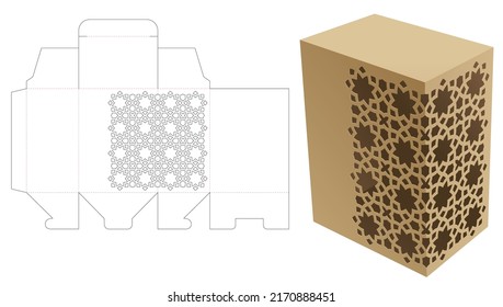 Arabic pattern box die cut template and 3D mockup