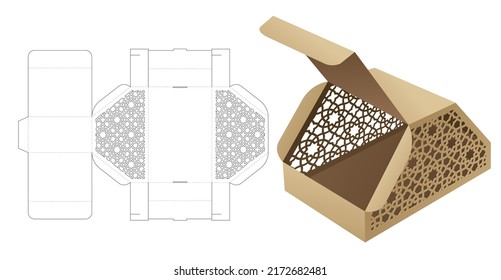 Arabic pattern chest box die cut template and 3D mockup