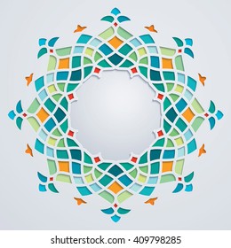 Arabic pattern circle geometric ornament colorful mosaic