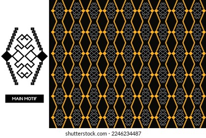 Arabic pattern for cloth or printing. Border frame by frame with main motif, change color, position and layout. Isolated vector motif.