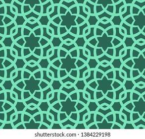 Arabic pattern of flowers on green background.Print texture. Vector