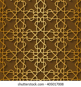 Arabic pattern gold style. Traditional east geometric decorative background