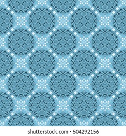 Arabic pattern. Indian, islamic, ethnic, oriental motifs. Mandala seamless pattern. Bohemian background. Print for fabric and paper. Vector illustration