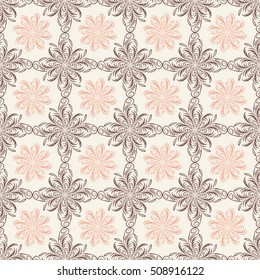 Arabic pattern. Indian, islamic, ethnic, oriental motifs. Mandala seamless pattern. Bohemian background. Print for fabric and paper. Vector illustration
