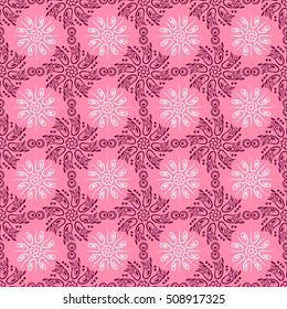 Arabic pattern. Indian, islamic, ethnic, oriental motifs. Mandala seamless pattern. Bohemian background. Print for fabric and paper. Vector illustration