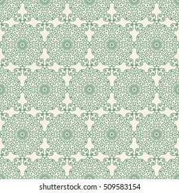 Arabic pattern. Indian, islamic, ethnic, oriental motifs. Mandala seamless pattern. Bohemian background. Print for fabric and paper. Vector illustration.