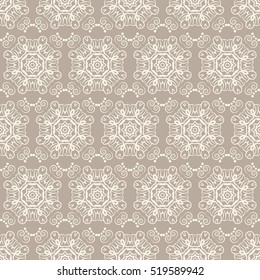 Arabic pattern. Indian, islamic, ethnic, oriental motifs. Mandala seamless pattern. Bohemian background. Print for fabric and paper. Vector illustration