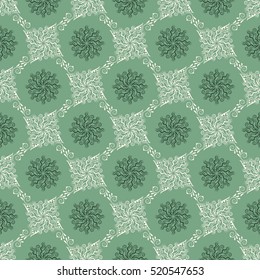 Arabic pattern. Indian, islamic, ethnic, oriental motifs. Mandala seamless pattern. Bohemian background. Print for fabric and paper. Vector illustration