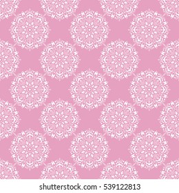 Arabic pattern. Indian, islamic, japanese motifs. Mandala seamless pattern. Ethnic bohemian background. Print for fabric and wrapping paper. Vector illustration