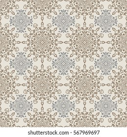 Arabic pattern. Indian, islamic, japanese motifs. Mandala seamless pattern. Ethnic bohemian background. Wrapping and scrapbook paper. Print for fabric. Vector illustration