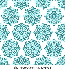 Arabic pattern. Indian, islamic, japanese motifs. Mandala seamless pattern. Ethnic bohemian background. Wrapping and scrapbook paper. Print for fabric. Vector illustration