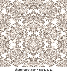 Arabic pattern. Indian, islamic, japanese motifs. Mandala seamless pattern. Ethnic bohemian background. Wrapping and scrapbook paper. Print for fabric. Vector illustration