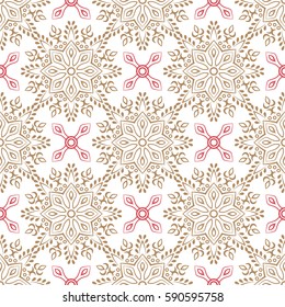 Arabic pattern. Islamic, indian, japanese motifs. Mandala seamless pattern. Ethnic bohemian background. Wrapping and scrapbook paper. Abstract flower. Print for fabric. Vector illustration