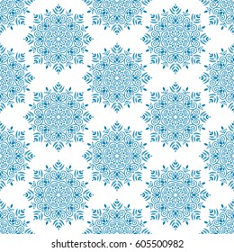 Arabic pattern. Islamic, indian, japanese motifs. Mandala seamless pattern. Ethnic bohemian background. Wrapping and scrapbook paper. Abstract flower. Print for fabric. Vector illustration