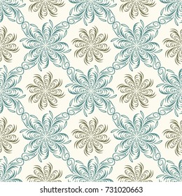 Arabic pattern. Islamic, indian, japanese motifs. Mandala seamless pattern. Ethnic bohemian background. Wrapping and scrapbook paper. Abstract flower. Print for fabric. Vector illustration.