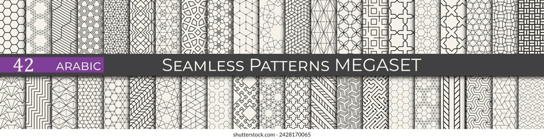 Arabic pattern megaset. Collection of seamless abstract vector patterns. Set of arabic background prints.
