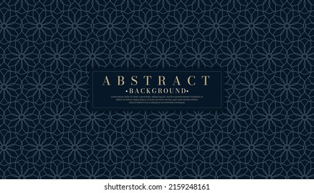 Arabic pattern seamless background. Geometric Muslim ornament dark blue backdrop.Vector illustration of Islamic texture.