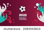 Arabic patterns and the flag of Qatar. Football competition symbol. Burgundy color.