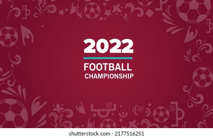 Arabic patterns and the flag of Qatar. Football competition symbol. Burgundy color. Vector