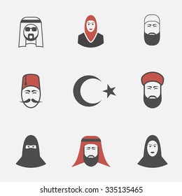 arabic people, flat icons.