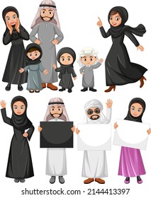 Arabic people holding blank boards illustration