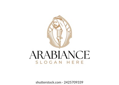 arabic people with sunburst shape modern logo design for arabian professional company business