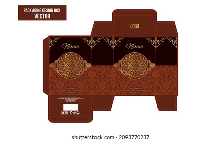 Arabic perfume box design Brown and gold