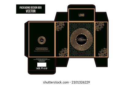 Arabic perfume box design Dark green and gold