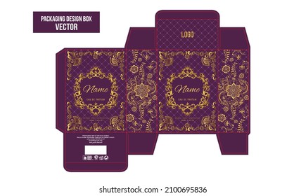 Arabic perfume box design Purple and gold