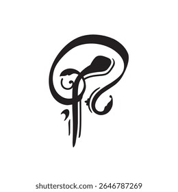 Monograma de letras árabe y persa (M), logotipo de letras árabes. Miim Letra árabe caligrafía árabe diseño de Ilustración vectorial.