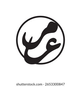 Arabic and Persian letter monogram (Mim and Ain م ع), logotype of Arabic letters. Miim and Ayn Arabic letters Arabic calligraphy vector illustration design. M and ein letters