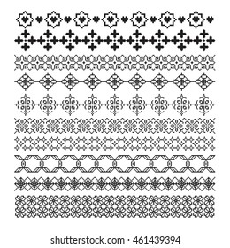 arabic pixel ornament pattern brush, flower vector set