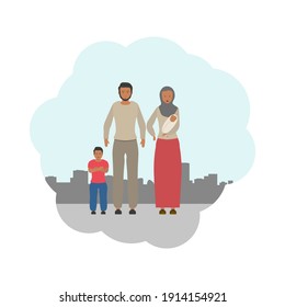 arabic race family vector background