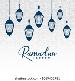 arabic ramadan kareem design with hanging lamps