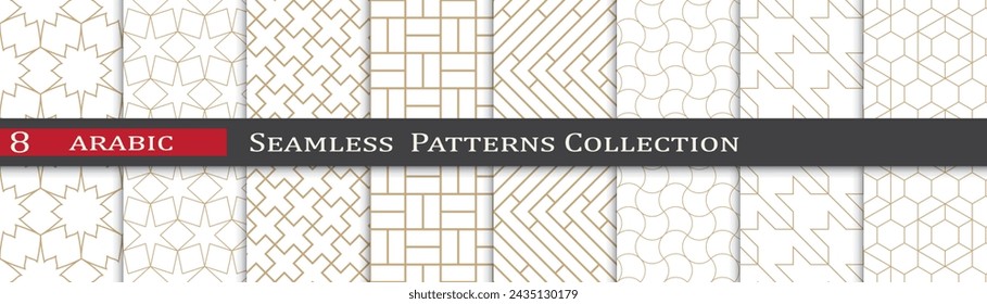 Arabic ramadan patterns. Ornament decoration swatches. Geometric art design.