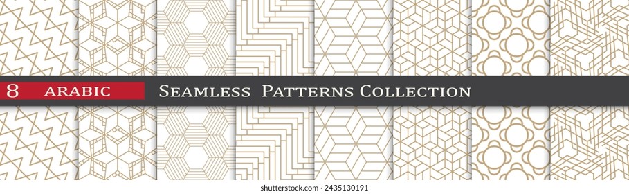 Arabic ramadan patterns. Ornament decoration swatches. Geometric art design.