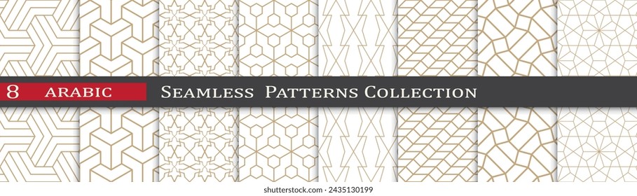 Arabic ramadan patterns. Ornament decoration swatches. Geometric art design.