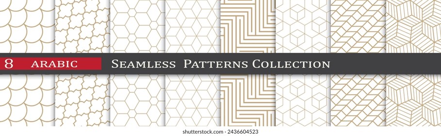 Arabic ramadan patterns. Ornament decoration swatches. Geometric art design.