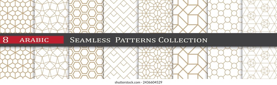 Arabic ramadan patterns. Ornament decoration swatches. Geometric art design.